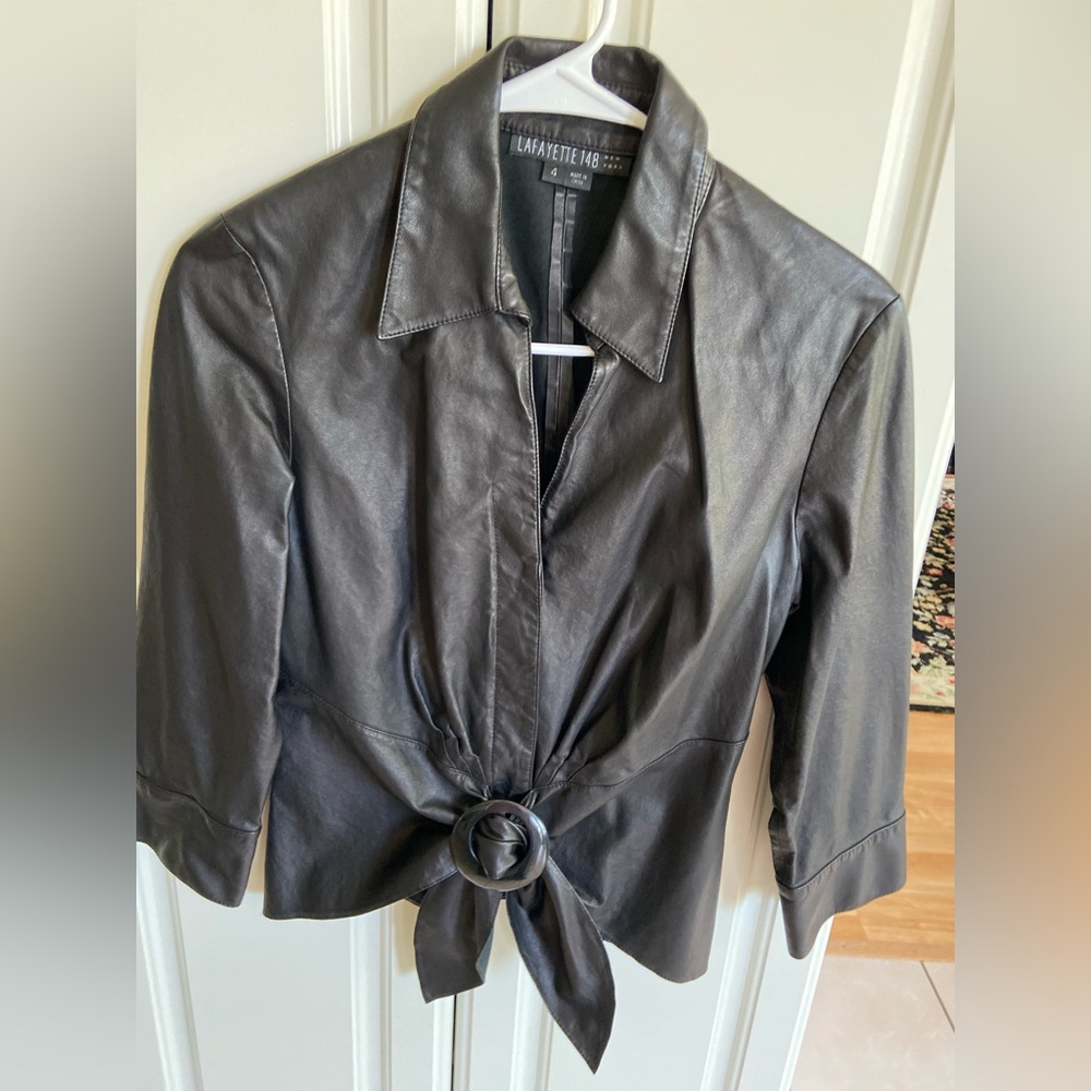 Lafayette 148 leather blouse size 4